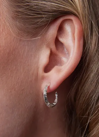 Sterling Silver Torc Hoop Earrings